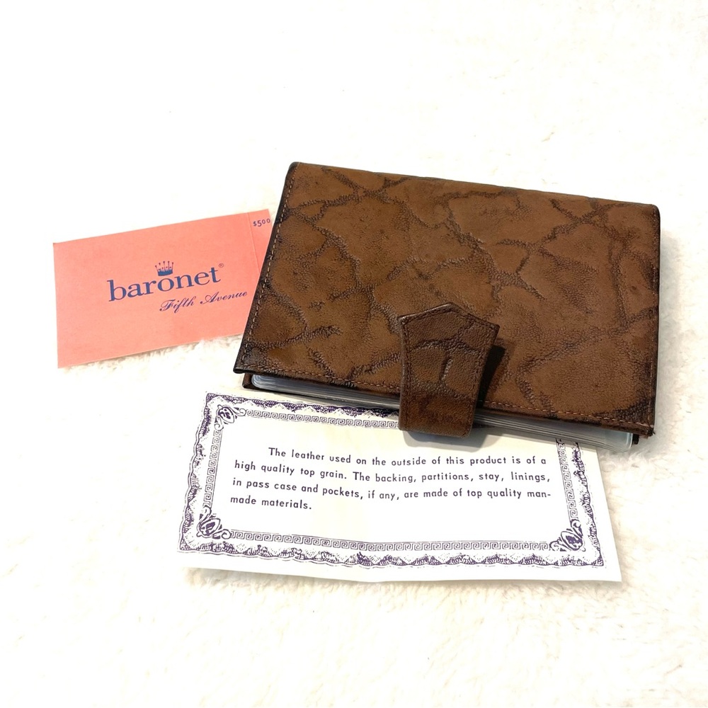 Vintage Baronet Leather Wallet Brown w/ CC Insert Pages, Inc. Original Info Tags